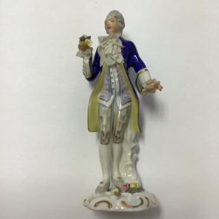 Dresden Antique German Victorian Porcelain Lace Gentleman Figurine 5”