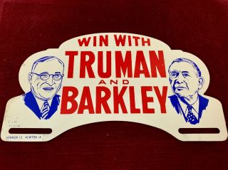 Rare Vintage Truman 1948 Political Campaign License Plate Topper