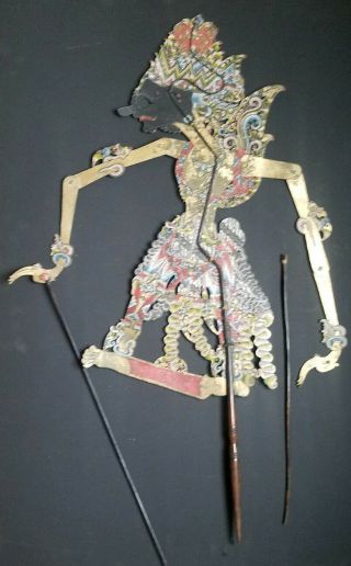 Rare Vintage Wayang Kulit Tradition Puppet Shadow Theatre Horn Handles Indonesia