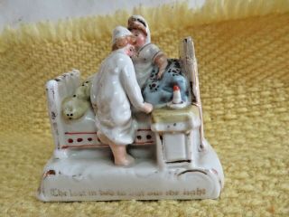 Antique German Fairing Porcelain Figurine - " Last In Bed To Put Out The Light "