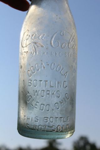 Straight Side Coca Cola Bottle Toledo Ohio Oh Circle Slug Shoulder Script Rare