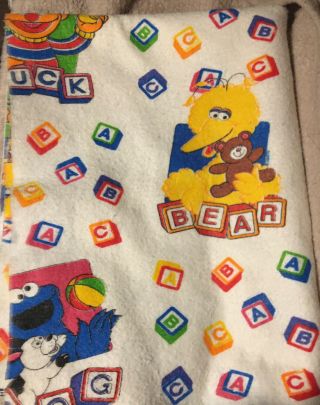 Vintage Sesame Street Blanket 1994 72x90 Abc Blocks Usa Twin Full