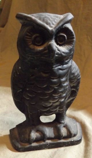 Single Vintage Antique Cast Iron Or Steel 6.  25 " Owl Bookend Signed Emis 1816