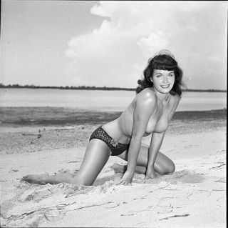 Rare Unpublished Bettie Page Topless 1954 Camera Negative Bunny Yeager