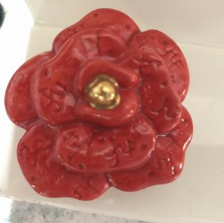 Retired And Very Rare Nora Fleming Red Victorian Rose Mini