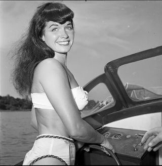 Rare Bettie Page 1954 Camera Negative Bunny Yeager Bikini Boat Fun