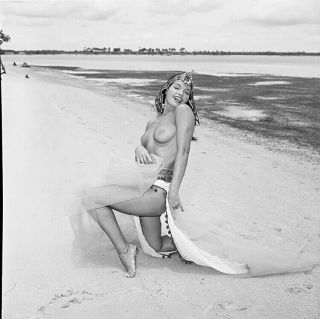 Rare Bettie Page 1954 Camera Negative Bunny Yeager Topless Belly Dancer