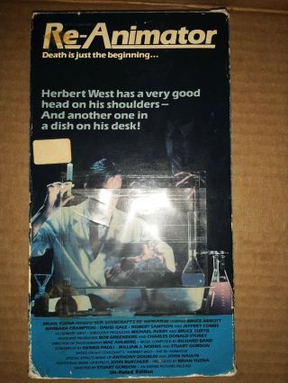 The Re - Animator Uncut Vhs Rare Oop Horror