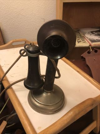 Antique 1907 Kellogg Candlestick Phone With Ear Piece