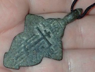 55mm Rare Antique Bronze Cross Pendant,  Great Gift,  S1372