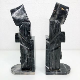 Vintage Bookends Book Ends Marble Figurines Gray Monk Priest Cross