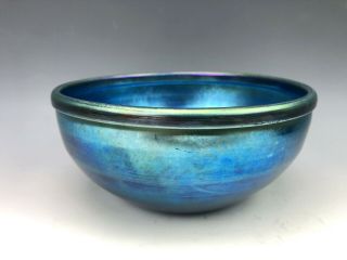 Louis Comfort Tiffany Studios Rare Mazarin Blue Favrile Glass Bowl 2385m 1918