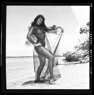 Rare Bettie Page Never Seen 1954 Camera Negative Bunny Yeager Beach