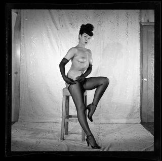 Rare Bettie Page 1954 Camera Negative Bunny Yeager Silk Stocking Pinup