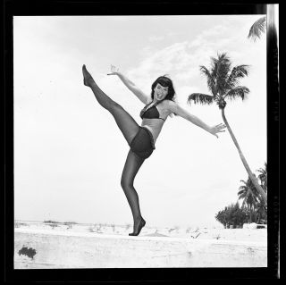 Rare Bettie Page 1954 Camera Negative Bunny Yeager Beach Bikini Pinup