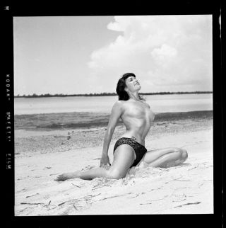 Rare Bettie Page Orig 1954 Never Seen Camera Negative Bunny Yeager Topless Pinup