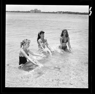 Rare Bettie Page 1954 Camera Negative Bunny Yeager Beach Pinup Models