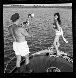 Rare Bettie Page Never Seen Orig 1954 Camera Negative Bunny Yeager Fish Boat
