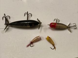 Heddon - Wounded Spook - Tiny Torpedo - Popper - Spook 4 Vintage Lures Topwater