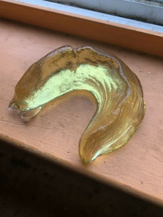 Citrus Fire And Light Recycled Glass Banana Slug - Signed Studio Art Glass Rare
