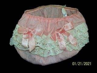 Vintage Tagged Terri 16 " Lee Doll Pink Panties With Eyelet Lace