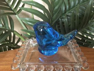 Rare Leo Ward Signed Bluebird Of Happiness Glass Bird Paperweight Figurine