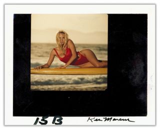 Lk8 - 117 Baywatch - Orig Polaroid - 1992 Pamela Anderson Poster Shoot Rare Photo