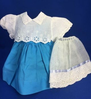Vintage Chatty Cathy Doll Blue Dress W White Top And Ribbon Half Slip