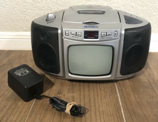 Rare Jensen 5” Mini Crt Tv B&w With Cd Player & Am/fm Radio Portable J5 - Bwrcd