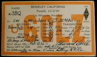 1925 Radio Qsl Card - U - 6clz - Berkeley,  California,  U.  S.  A.  - Ham Radio
