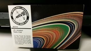 Amateur Ham Radio Qsl Card W6vio Voyager 2 Saturn Photo 1981 Pasadena California