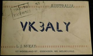 1956 Radio Qsl Card - Vk3aly - Essendon,  Victoria,  Australia - Ham Radio