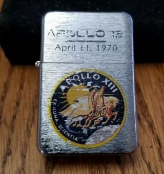Vtg Rare 1970 Apollo 13 Nasa Lighter Ex Luna Scientia With Zippo Insert
