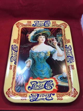 1982 Vintage " Drink Pepsi - Cola " 5c Yellow Tray With A Victorian Lady ⭐⭐⭐