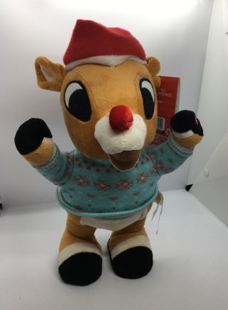 Gemmy Rudolph The Red Nosed Reindeer Plush Animated Dance Sings Lights Side Step