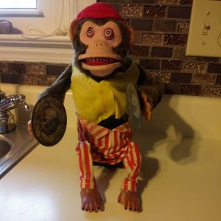 Vintage Jolly Chimp Clapping Cymbals Monkey Motor Runs But Arms Not Moving